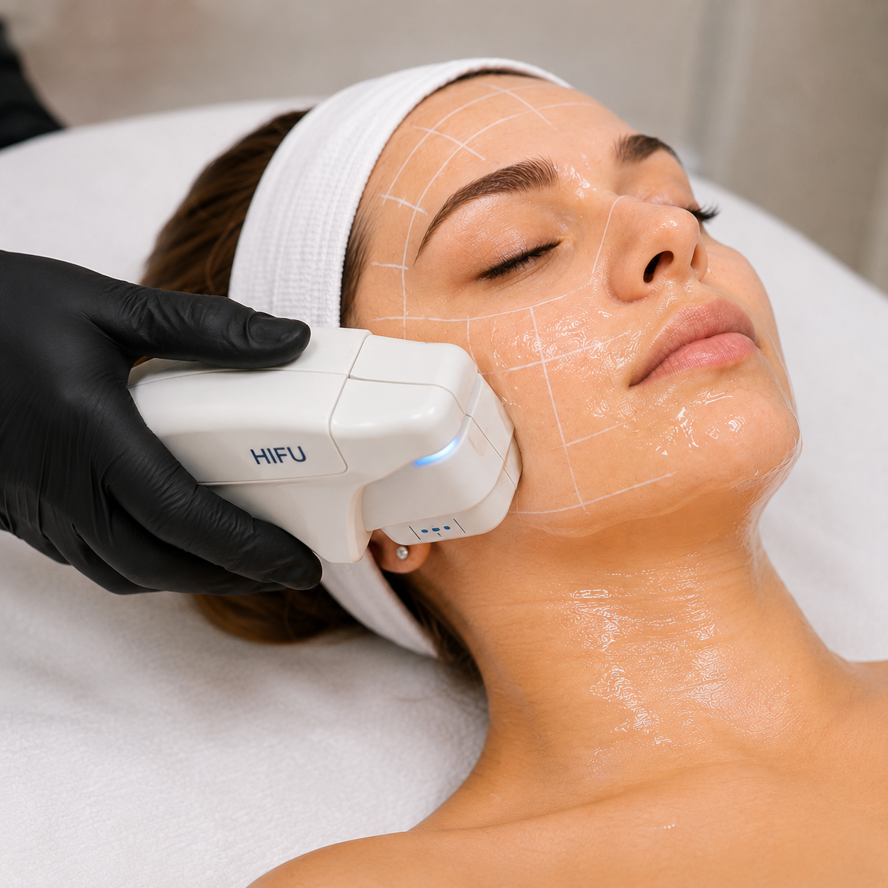 HIFU device delivering focused ultrasound energy